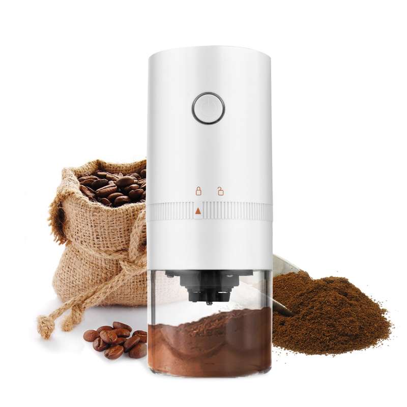 Portable Mini Electric Burr Coffee Grinder with Adjustable Coarse Fine Grinding Removable Chamber fo