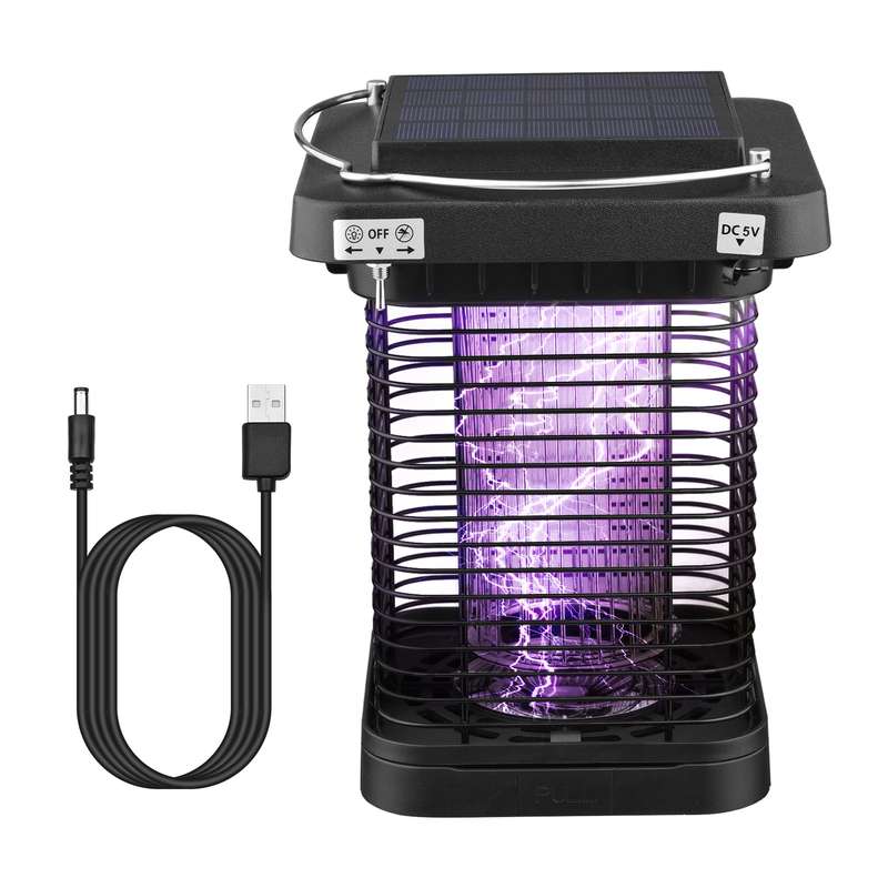 Outdoor Solar Powered Bug Killer Zapper High Powered Electric Mosquito Insect Fly Trap IP65 Waterpro