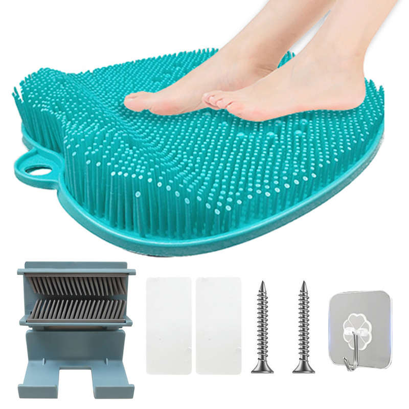 Shower Foot Scrubber Foot Massager With Non-Slip Suction Cups Bend-free Foot Cleaner Mat for Foot Ca