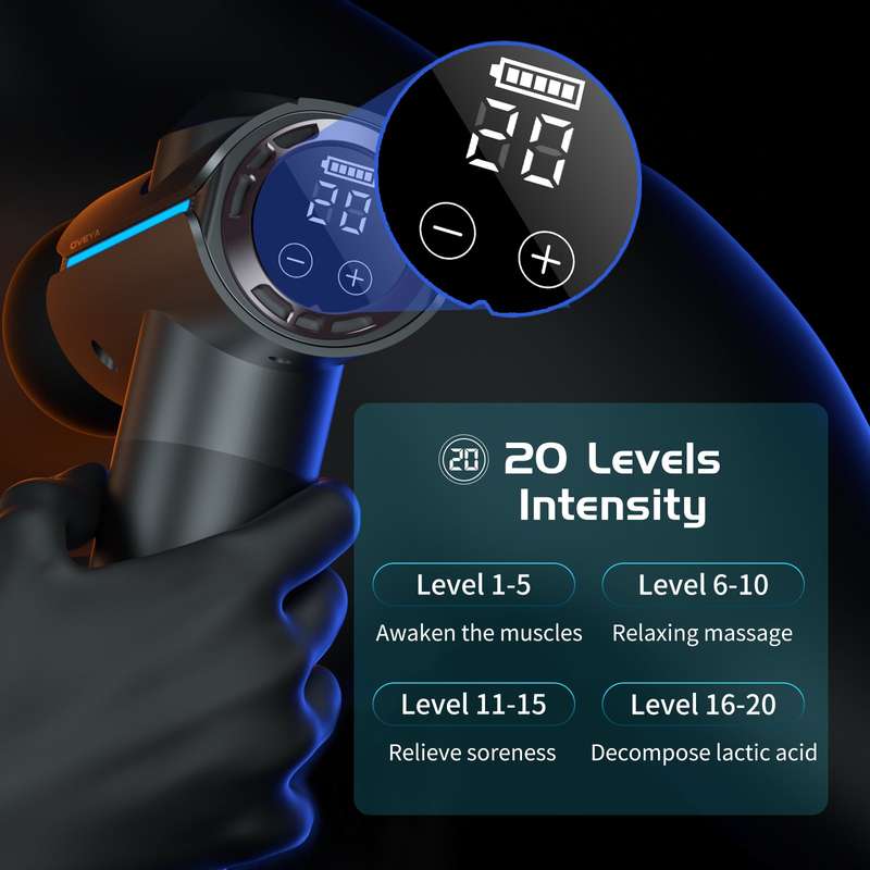 OVEYA Massage Gun With LCD Touch Screen 6 Heads Handheld Muscle Therapy Massager Body Deep Tissue Mu