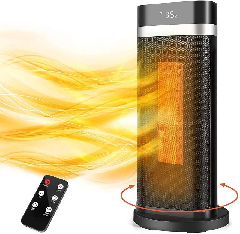 Aoresac 1500W Portable Space Heater with Remote Control 80Oscillation PTC Ceramic Heater with Digit