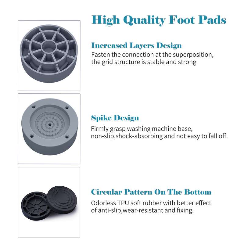 4PCS Washing Machine Base Foot Pads Anti Slip Anti Vibration Pads for Home Appliances Washing Machin