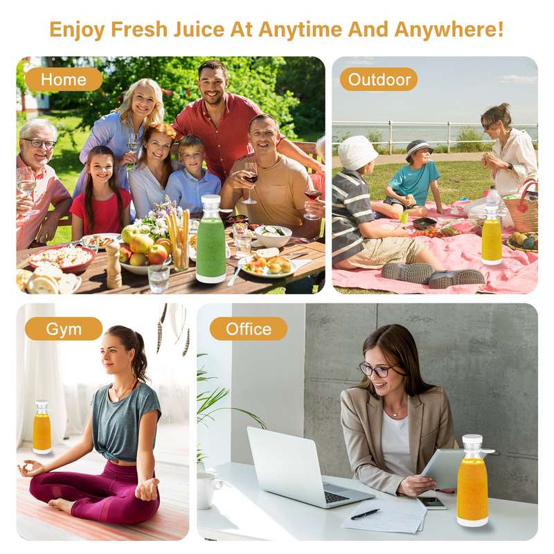Portable Mini Electric Blender 300ml Juicer Cup 6 Blades for Smoothie Milkshake Juice Baby Food Buil