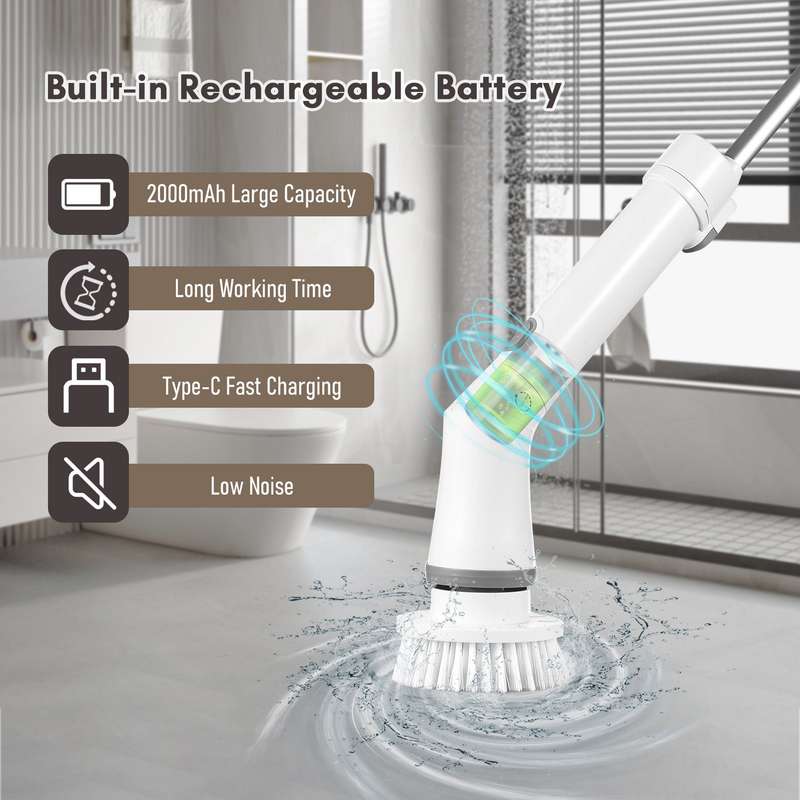 Electric Spin Scrubber Handheld Cordless Electric Cleaning Brush Electric Spin Cleaner 2 Speeds Adju