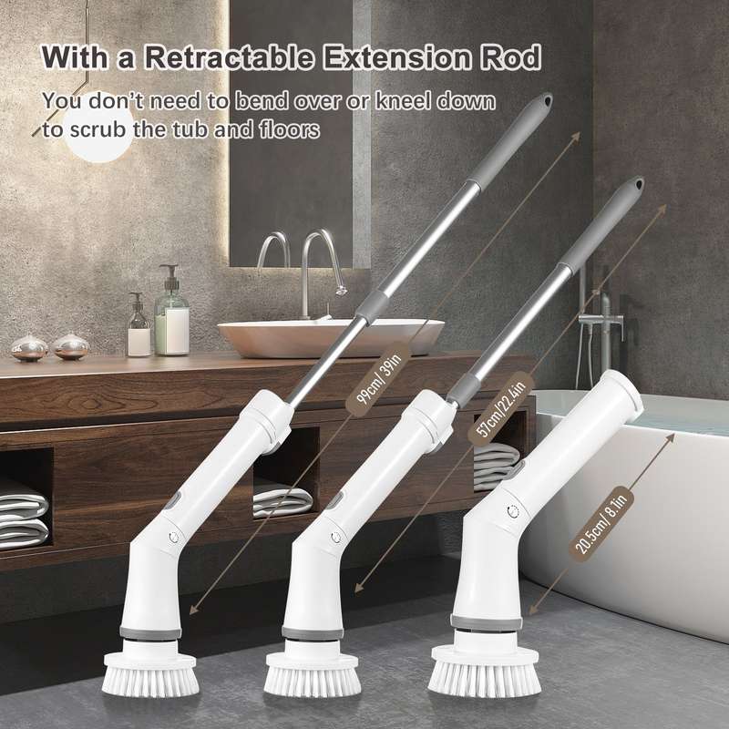 Electric Spin Scrubber Handheld Cordless Electric Cleaning Brush Electric Spin Cleaner 2 Speeds Adju