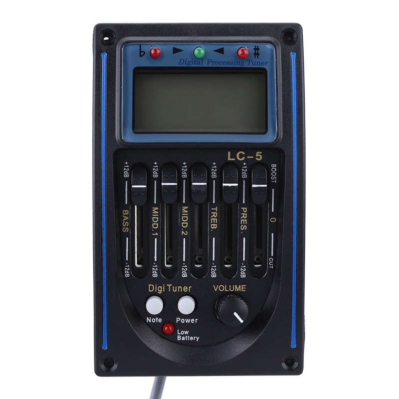 EQLC-5 5-Band EQ Equalizer System Acoustic Guitar Preamp Piezo Pickup LCD Screen Tuner