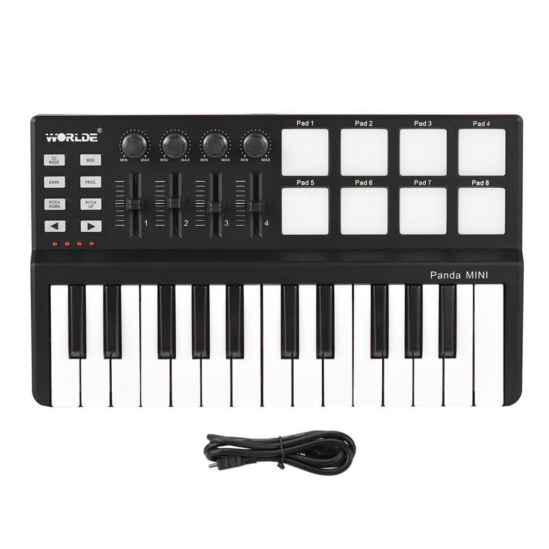 WORLDE Panda mini Portable Mini 25-Key USB Keyboard and Drum Pad MIDI Controller