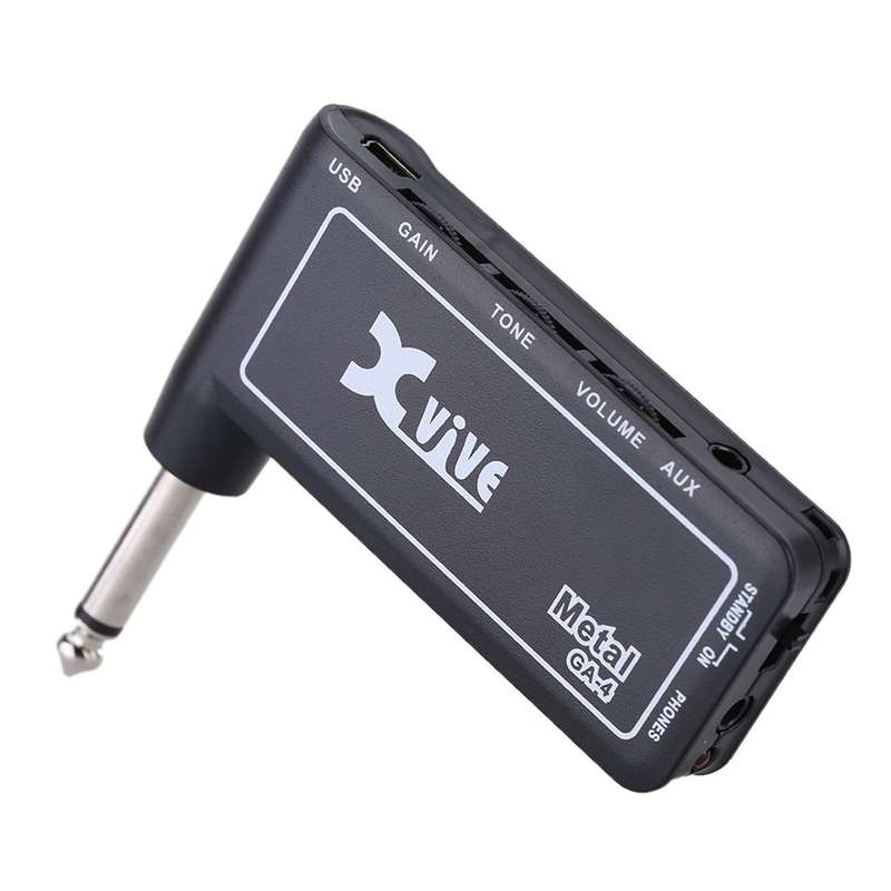 Xvive GA4 Metal Mini Portable Rechargeable Electric Guitar Plug Headphone Amp Amplifier