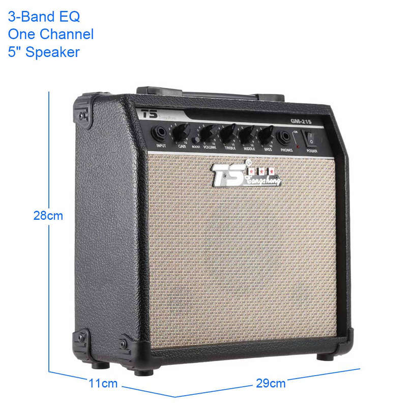 GM-215 Professional 15W Electric Guitar Amplifier Amp Distortion with 3-Band EQ 5" Speaker
