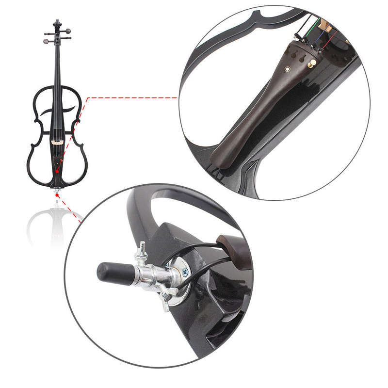 4/4 Solid Wood Electric Cello Violoncello Ebony Fittings in Style 1 with Tuner Headphone Gig