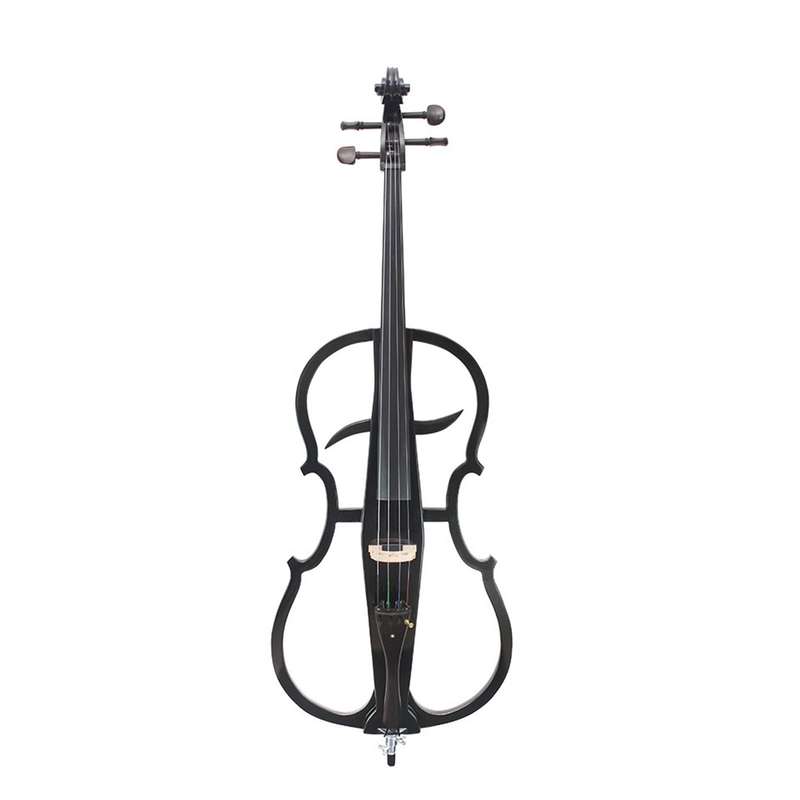 4/4 Solid Wood Electric Cello Violoncello Ebony Fittings in Style 1 with Tuner Headphone Gig