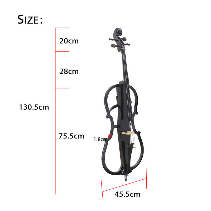 4/4 Solid Wood Electric Cello Violoncello Ebony Fittings in Style 1 with Tuner Headphone Gig