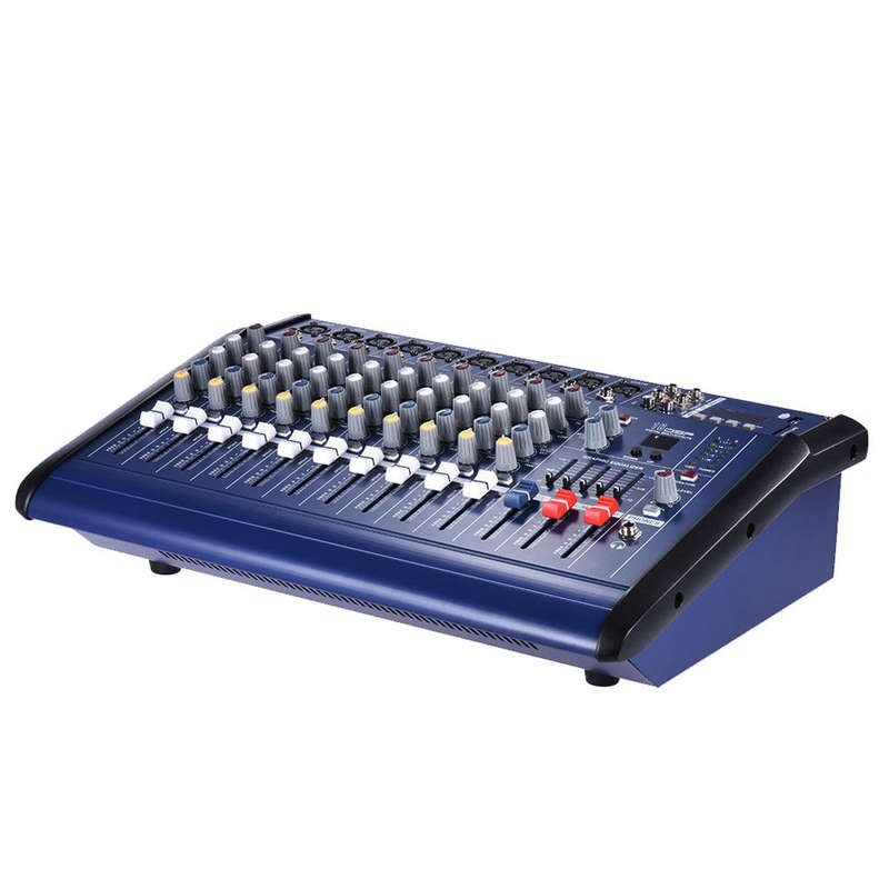 10 Channels Powered Mixer Amplifier Digital Audio Mixing Console Amp with 48V Phantom Power U