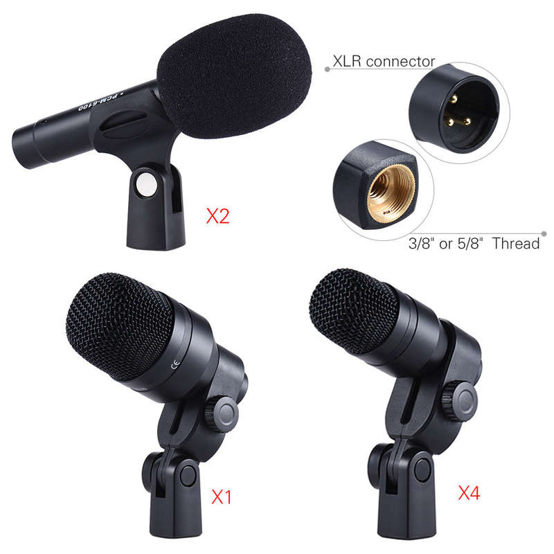 DMS-D7 Professional Musical Instruments Drum Set Wired Microphone Mic Kit with Standard Mount