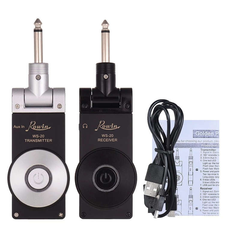 Rowin WS-20 2.4G Wireless Rechargeable Electric Guitar Transmitter Receiver Set 30 Meters Tra