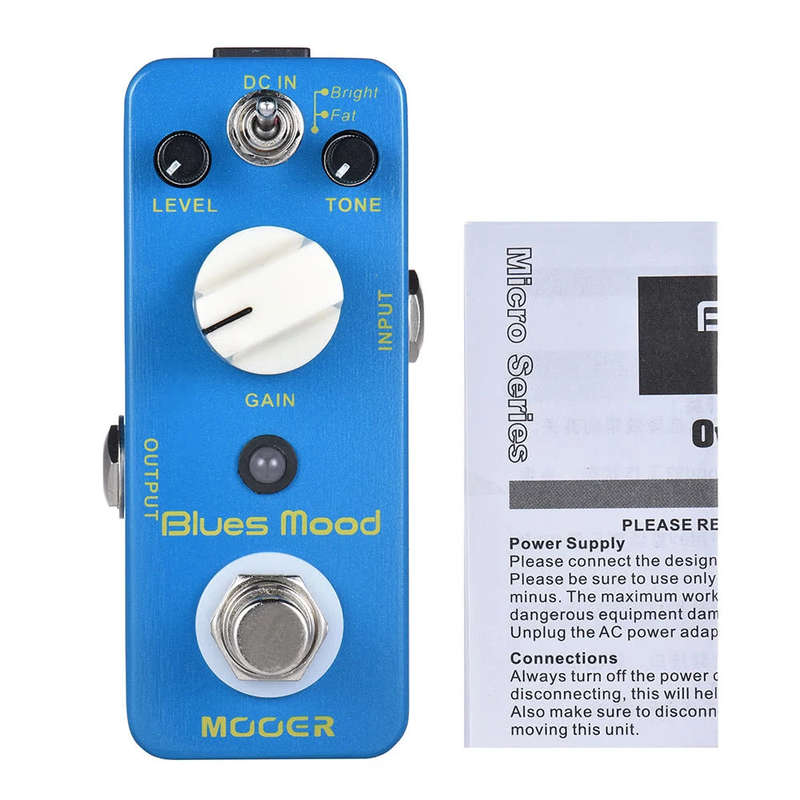 MOOER Blue Mood Blues Style Overdrive Guitar Effect Pedal 2 Modes(Bright/Fat) True Bypass Ful