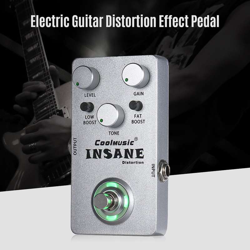 Coolmusic Electric Guitar Distortion Effect Pedal True Bypass Full Metal Shell