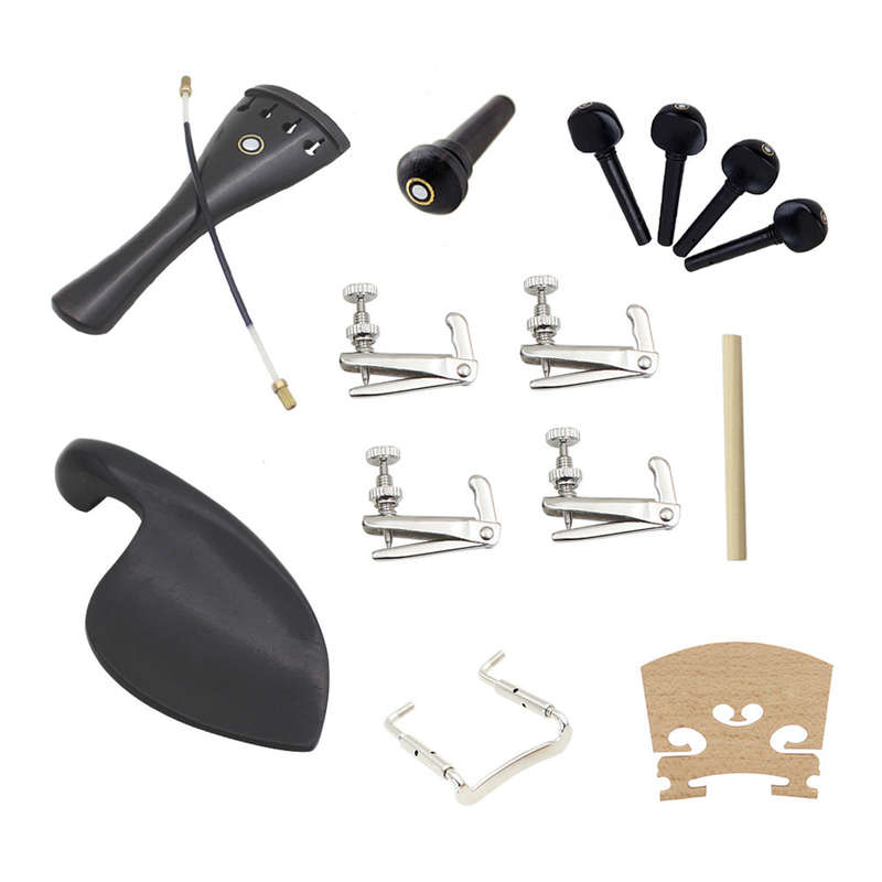 15pcs 4/4 Violin Fiddle Parts Accessories Including Tailpiece + Tail Gut + End Button + Chin