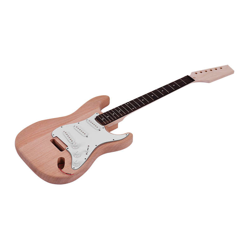 Muslady ST Style Unfinished DIY Electric Guitar Kit Mahogany Body Maple Guitar Neck Rosewood