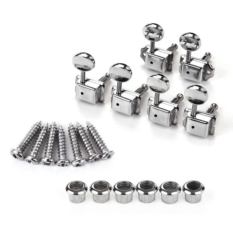 6 In-Line Semi-Closed Guitar Locking Tuners Tuning Pegs Machines Heads Set for ST Tele Electr