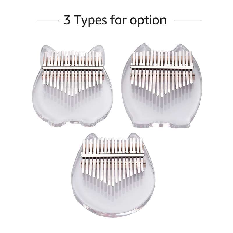 17-Key Kalimba Piano Transparent Acrylic Material with Carry Bag Musical Note Stickers Tuning