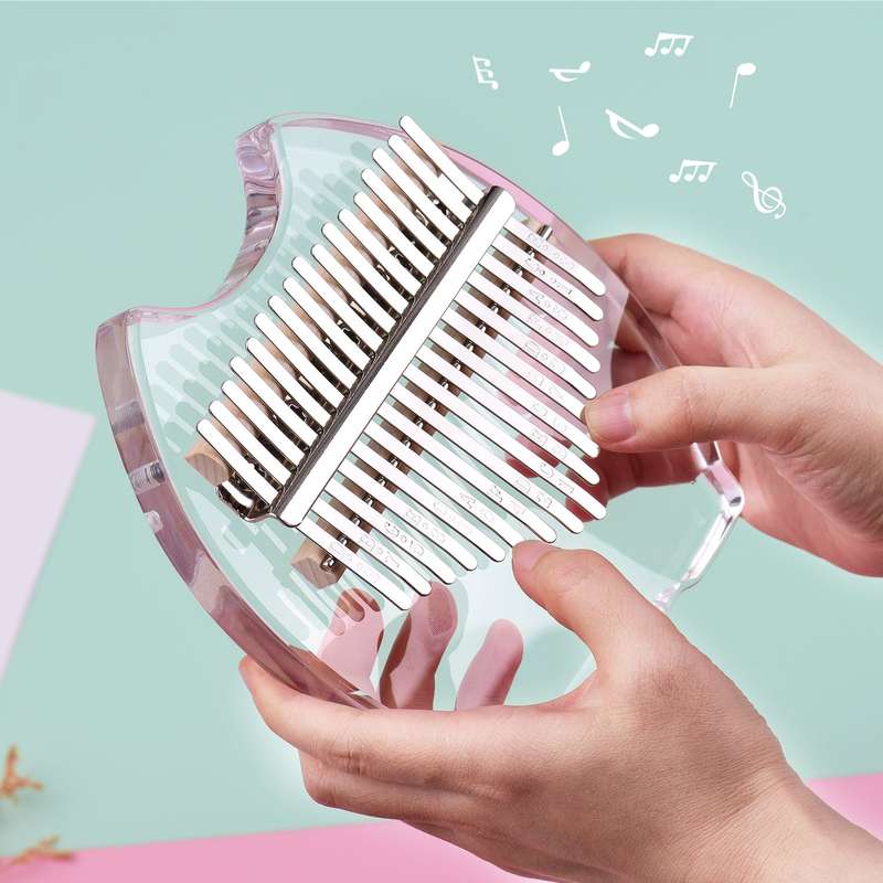 17-Key Kalimba Piano Transparent Acrylic Material with Carry Bag Musical Note Stickers Tuning