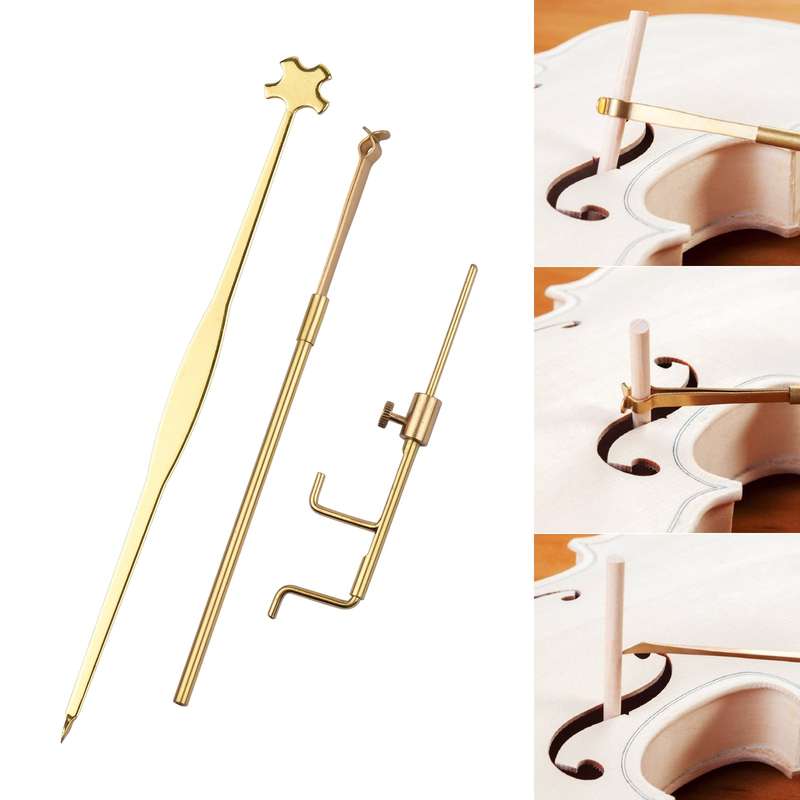 Violin Sound Post Tools Luthier Adjusting Tools Kit Including Gauge Measurer / Retriever Clip