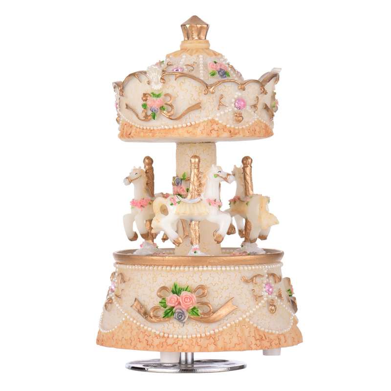 Music Box Carousel Horse Unicorn Color Change LED Light Luminous Rotating Best Gift Melody-Ca