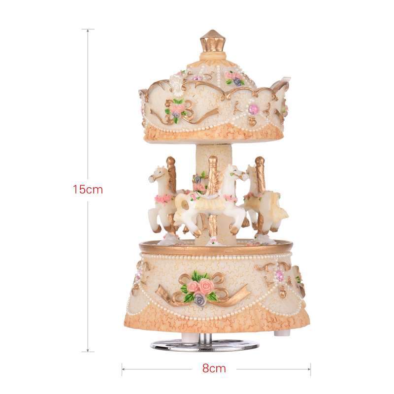 Music Box Carousel Horse Unicorn Color Change LED Light Luminous Rotating Best Gift Melody-Ca