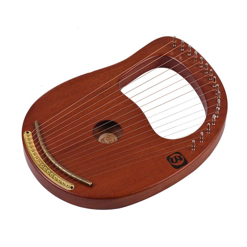 Walter.t WH-16 16-String Wooden Lyre Harp Metal Strings Solid Wood String Instrument with Car