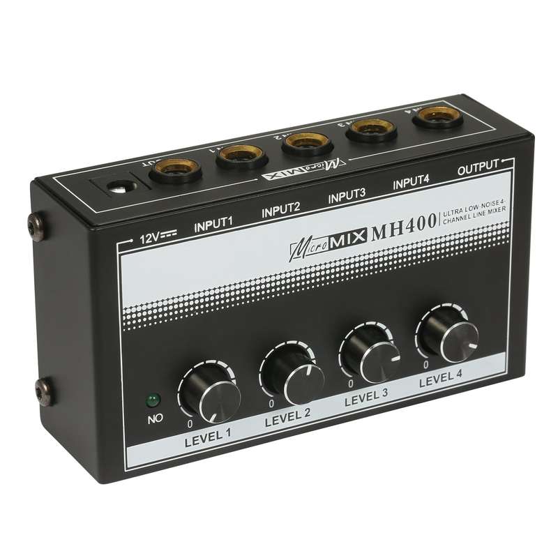 MH400 Ultra Low-Noise 4-Channel Line Mixer Mini Audio Mixer with 1/4-inch TS Inputs & Output