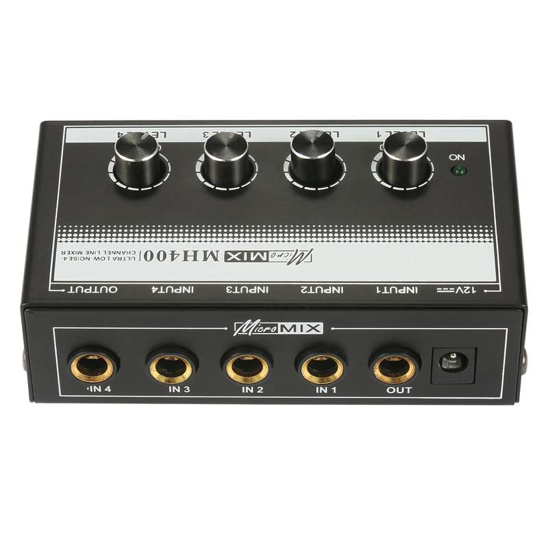 MH400 Ultra Low-Noise 4-Channel Line Mixer Mini Audio Mixer with 1/4-inch TS Inputs & Output