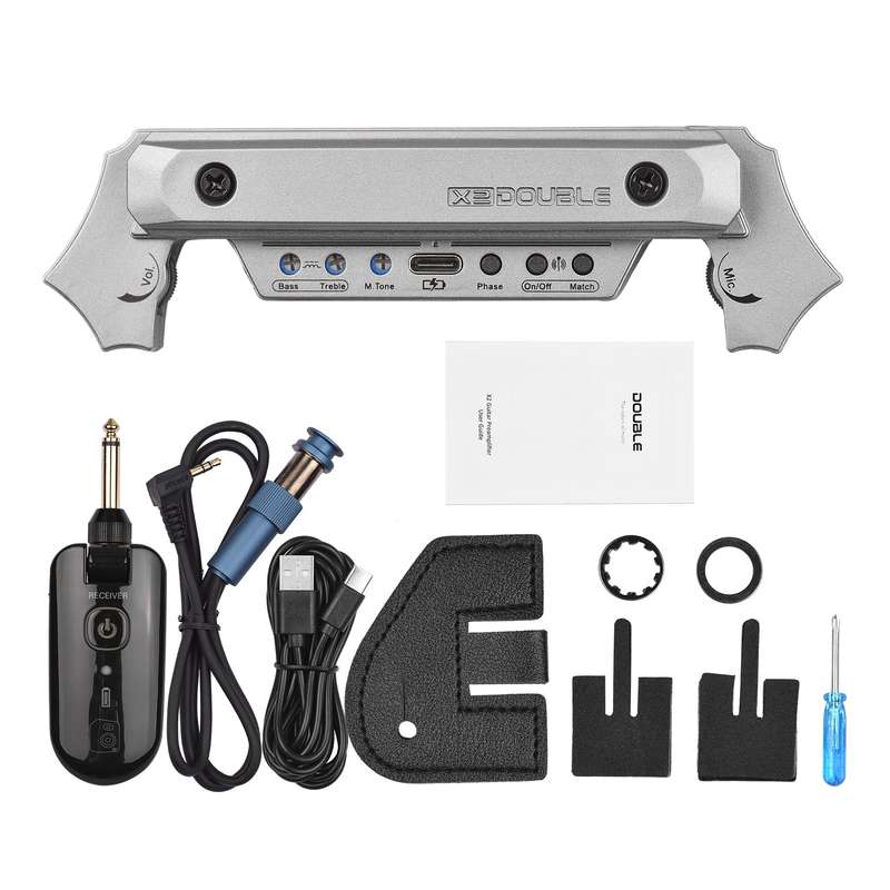 DOUBLE X2 Guitar Wireless Pickup Rechargeable Wireless & Wired Acoustic Guitar Pickup System