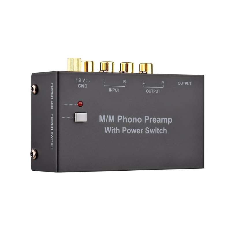 M/M Phono Preamp with Power Switch Ultra-compact Phono Preamplifier Turntable Preamp with RCA