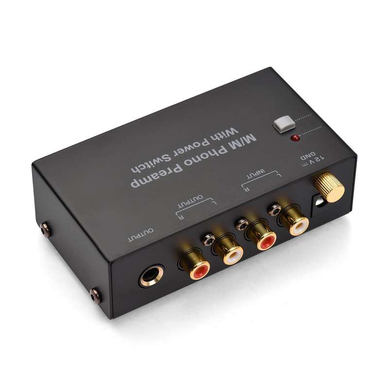 M/M Phono Preamp with Power Switch Ultra-compact Phono Preamplifier Turntable Preamp with RCA