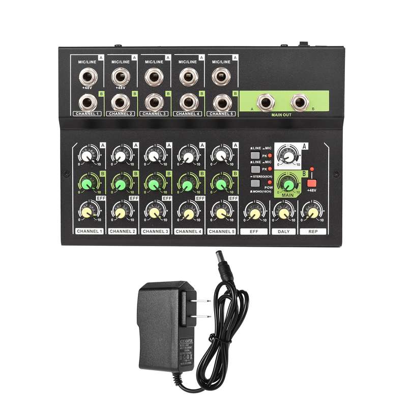 10-Channel Mixing Console Digital Audio Mixer Stereo Mic/Line Mixer with Reverb & 48V Phantom