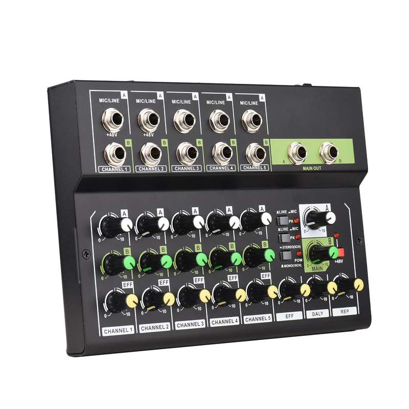 10-Channel Mixing Console Digital Audio Mixer Stereo Mic/Line Mixer with Reverb & 48V Phantom
