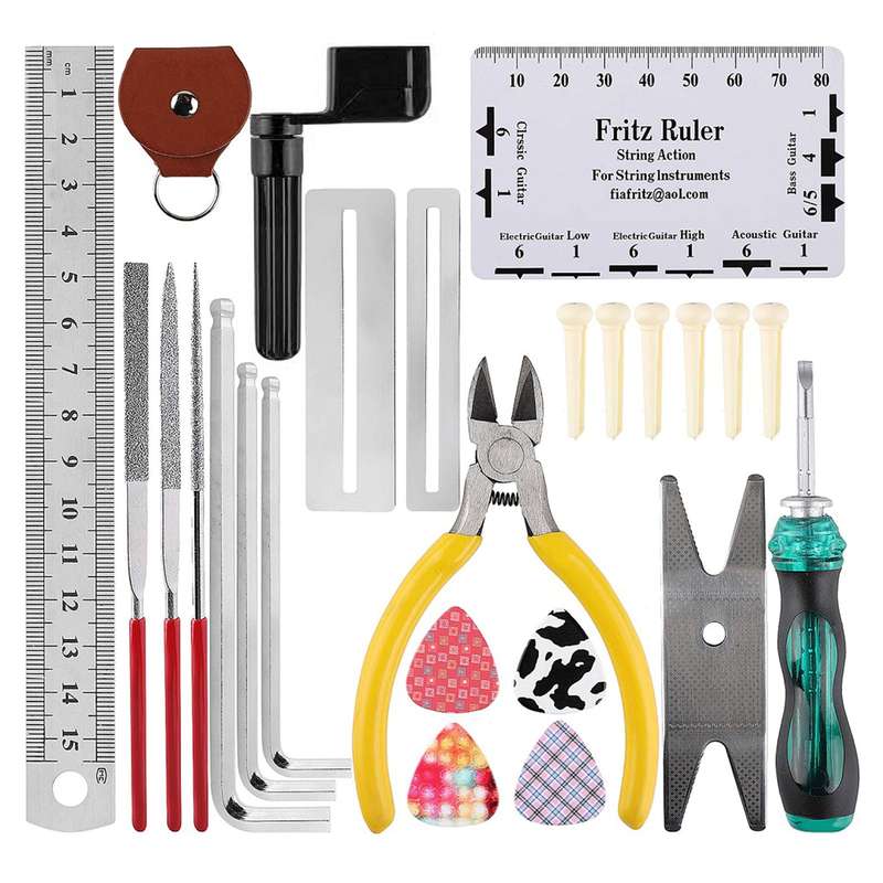 26 PCS Guitar Repairing Tool Kit with Carry Bag Maintenance Cleaning Tool Kit for Ukulele Bas