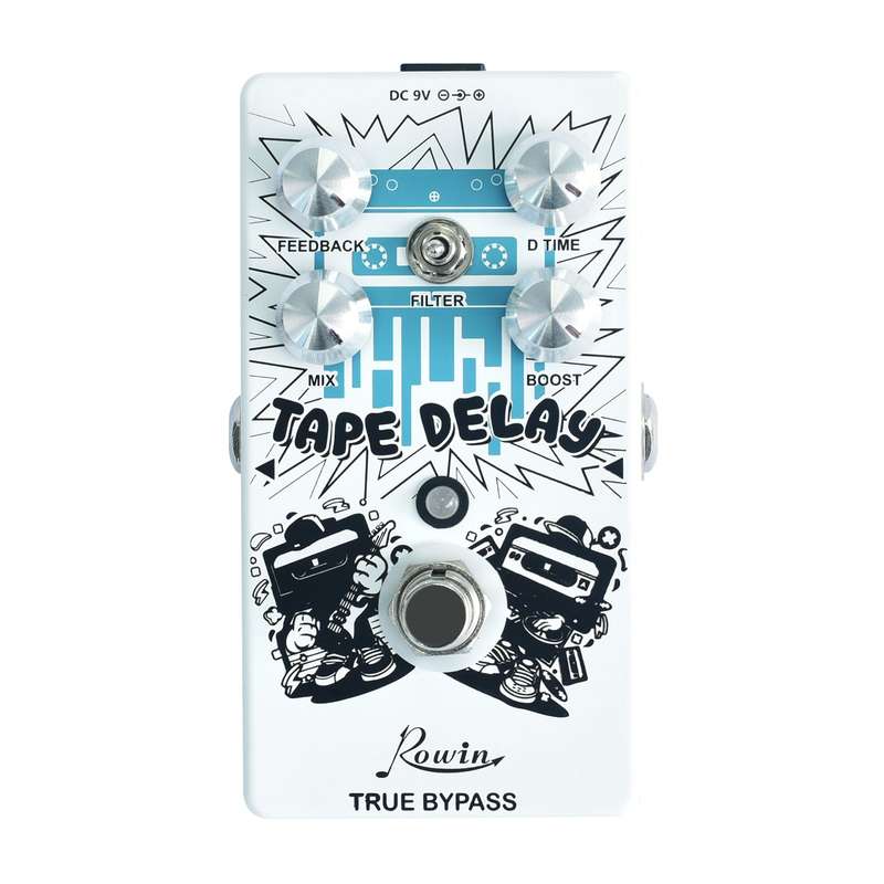 Rowin RE-01 TAPE DELAY Digital Delay Guitar Effect Pedal with Feedback Time Mix Boost 4 Contr
