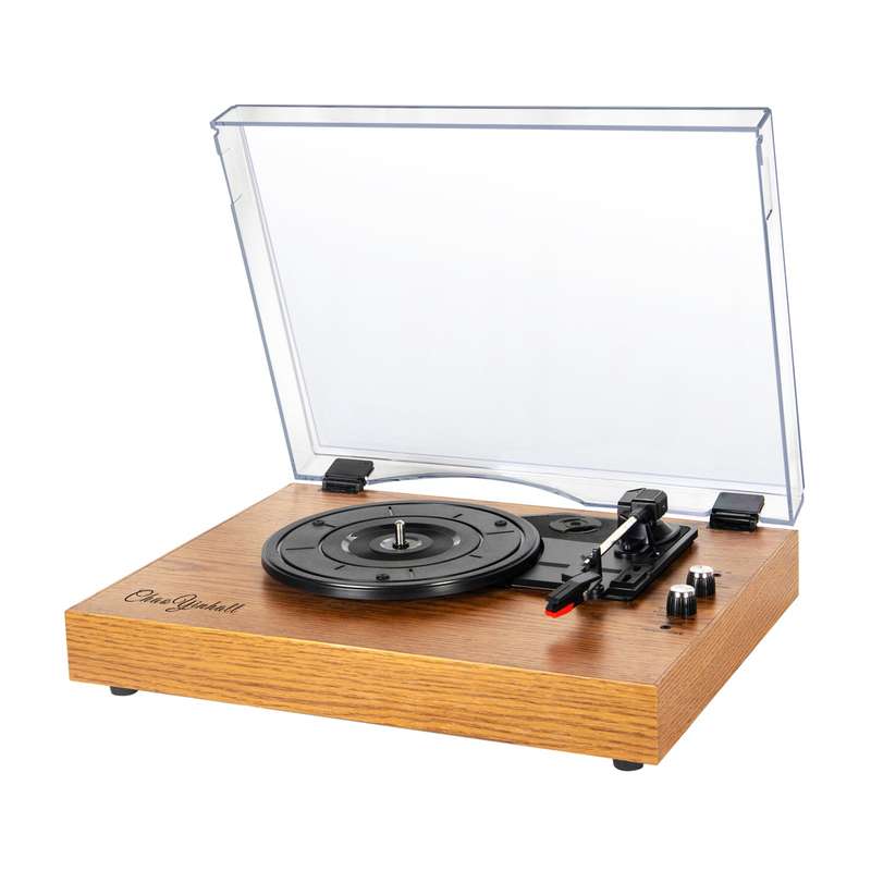 Retro Record Player with BT Function 33/45/78RPM 3-Speed Line-in Antique Gramophone Turntable