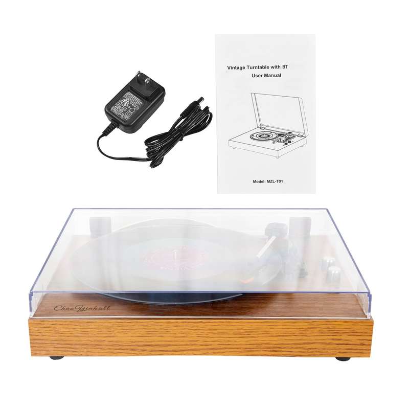 Retro Record Player with BT Function 33/45/78RPM 3-Speed Line-in Antique Gramophone Turntable