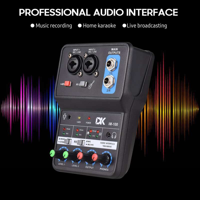 DK iM100 Audio Interface Professional Recording Sound Card 16bit/48kHz Mini USB Audio Interfa