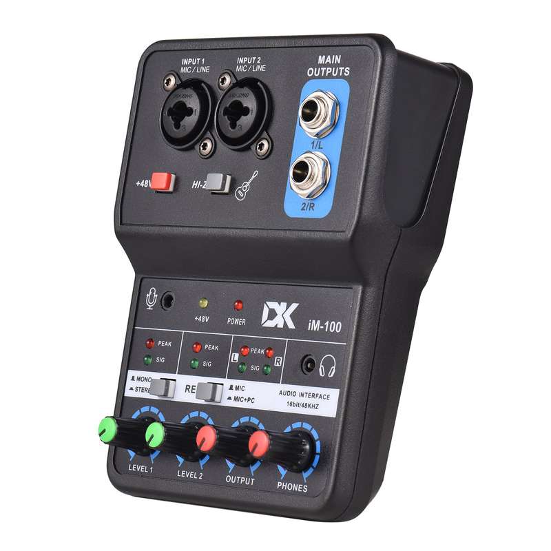 DK iM100 Audio Interface Professional Recording Sound Card 16bit/48kHz Mini USB Audio Interfa