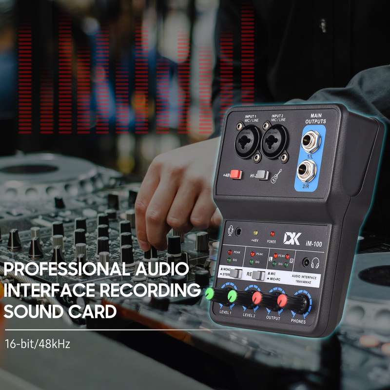 DK iM100 Audio Interface Professional Recording Sound Card 16bit/48kHz Mini USB Audio Interfa