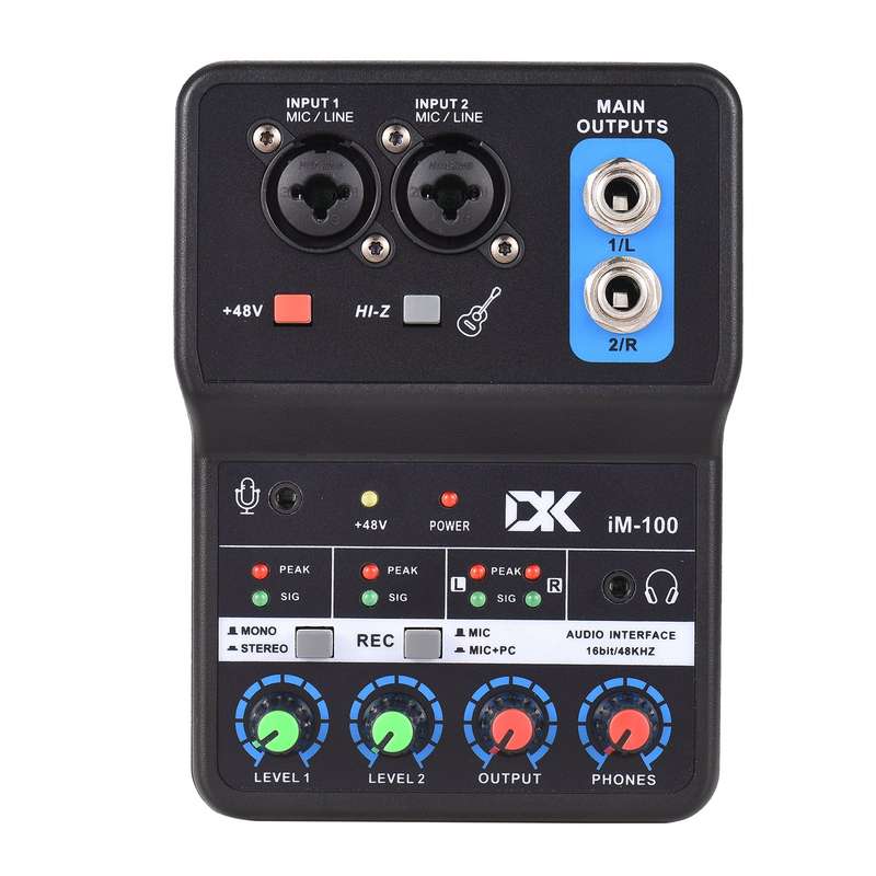 DK iM100 Audio Interface Professional Recording Sound Card 16bit/48kHz Mini USB Audio Interfa