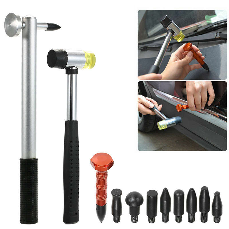 Paintless Dent Repair Tool Dent Removal Repair Hammer Tap Down Pen 9Pcs Head