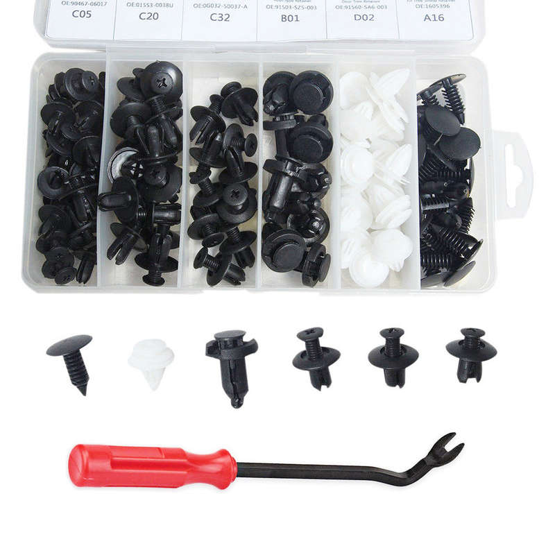 100 Pcs Car Retainer clips Body Plastic Rivets Fasteners Push Bumper Door Trim Panel Screws with Rem