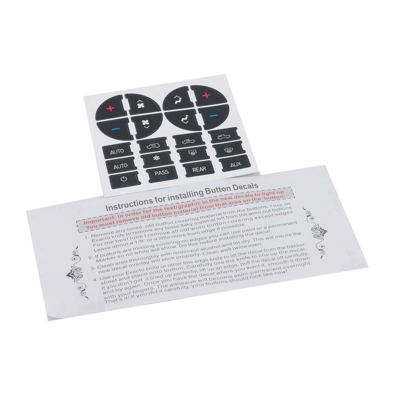 AC Dash Button Sticker Repair Kit AC Panel Decals & Radio Button Repair Decal Set Replacement for Ch