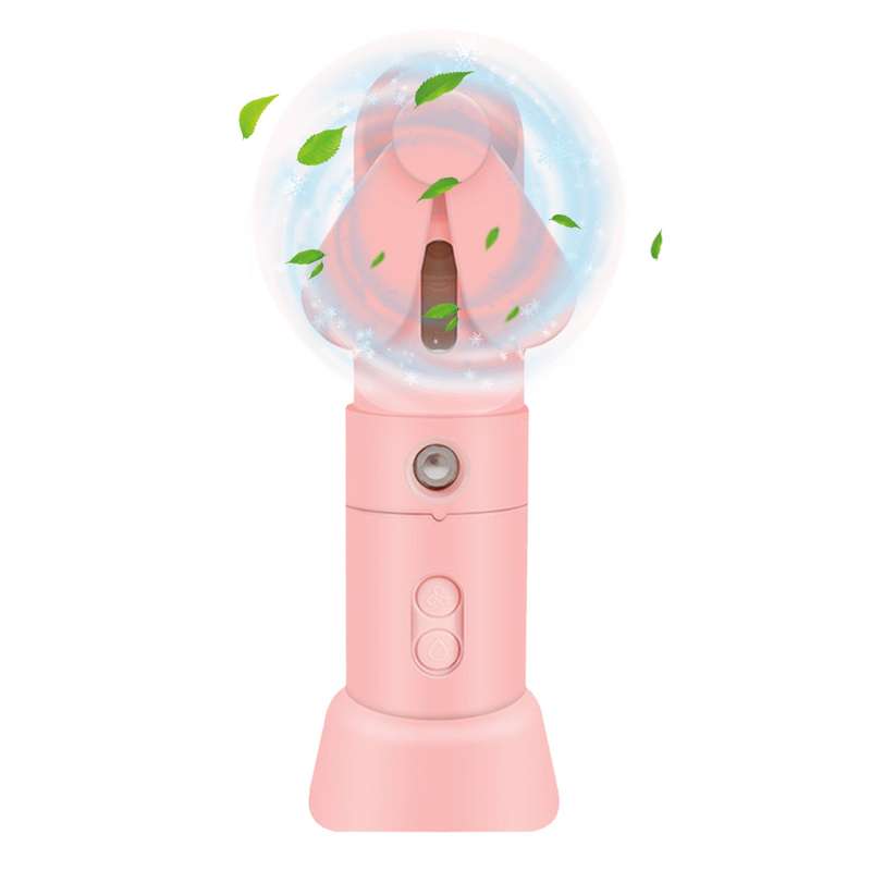 2021 New Handheld Mini Fan with Nano Humidifier Sprayer 3-Gear Wind Power USB Charging Anti-skid Bas