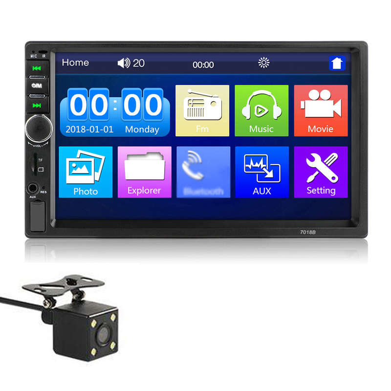 7-inch Double Din Car Stereo Receiver 2 Din Car Radio Autoradio Touchscreen BT MP5 Player with Rever